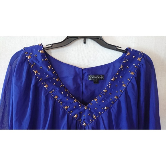 Flowing Blue Rampage Beaded Batwing Sleeve Blouse - Picture 2 of 7